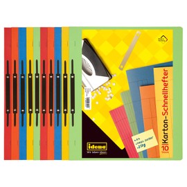Idena 300041 Cardboard Folders A4 10 Items Green / Yellow / Red / Blue / Orange