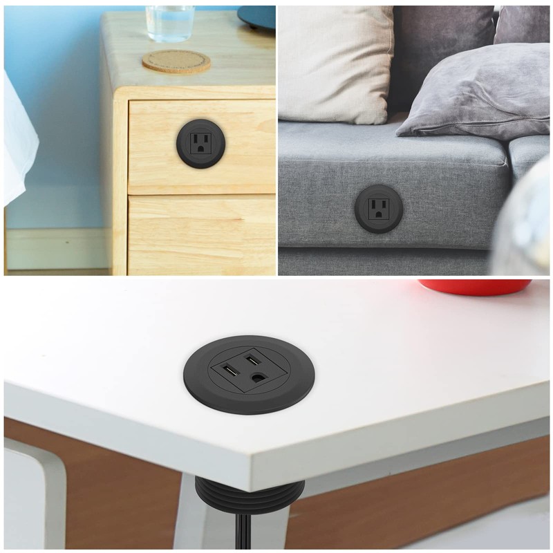 Mini Desktop Power Hub Grommet Socket, Flush-Mount Desk Outlet Build-in