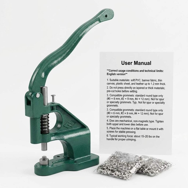 QWORK Heavy Duty Hand Press Eyelet Grommet Machine Punch Tool