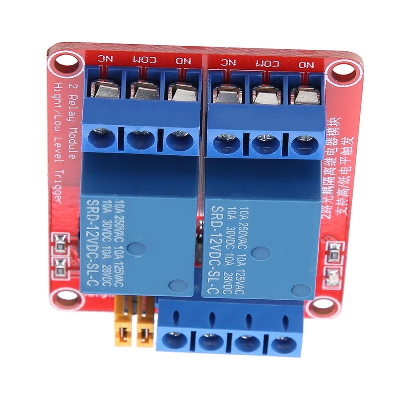2-Channel Relay Module with Optocoupler Isolation High and Low Level