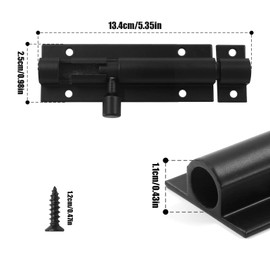 2 pcs Slide Bolt Gate Latch,5-inch Heavy-Duty Solid Bolt Door Lock,Suitable for Fences, courtyards, bedrooms, cabinets, and Windows,Equipped with Installation Screws