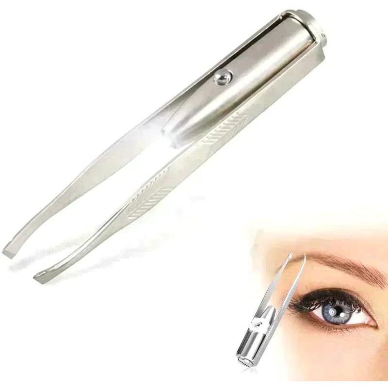 LED Lighted Stainless Steel Eyebrow Tweezers - Durable and Lightweight