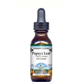 Papaya Leaf Glycerite Liquid Extract (1:5) - Strawberry Flavored (1 oz, ZIN: 512808) - 3 Pack