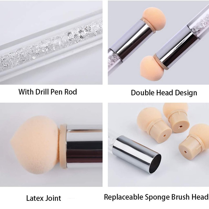 SILPECWEE 3Pcs Ombre Nail Brush, Acrylic Nail Art Brushes, Nail