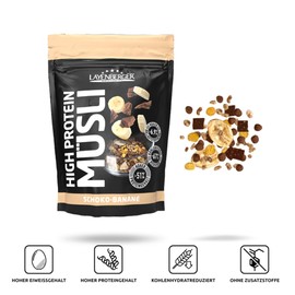 Layenberger 3K High Protein Müsli, 51% Eiweiß und 20% Kohlenhydrate - Single Pack (1x 390 g) - Schoko-Banane