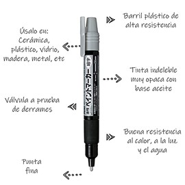 Marcador Permanente Uso Industrial Pentel Punto Fino Plata/10 Piezas-MSP20-Z