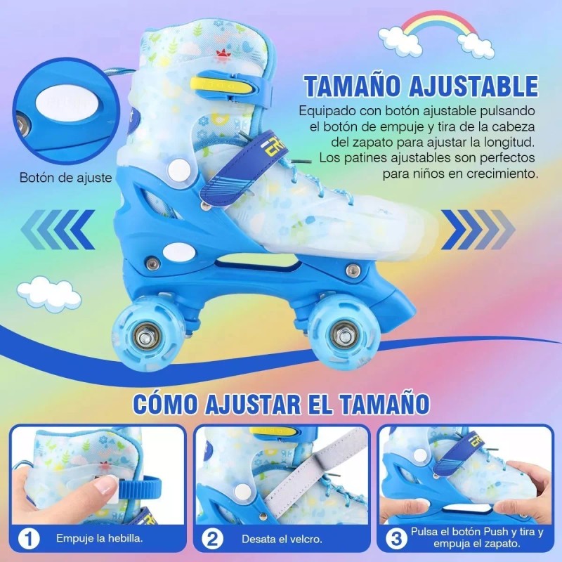 WEHOGAR Patines De 4 Ruedas Ajustables Para Niños Y Niñas,
