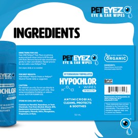 PetEyez Ear & Eye Wipes & Solution for Dogs & Cats - Veterinarian Formulated Facial Cleanser Wipes - Protects & Soothes The Skin - Tear Stain Remover Wipes for Dogs - 60 Wipes + 150ml