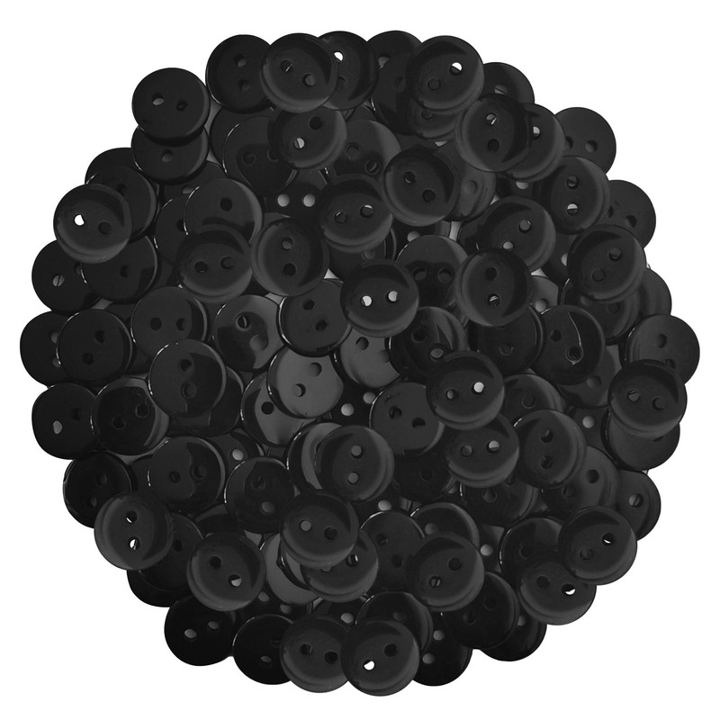 50 X Black Buttons Smooth Round finsih - 15mm Ideal