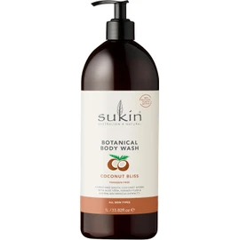 Sukin Botanical Coconut Bliss Body Wash – Hydrating, Nourishing Natural Cleanser with Coconut Oil – Gentle, Sulfate-Free Formula – 1 Litre Bottle