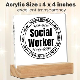 Social Worker Gifts, Social Worker Desk Decor Acrylic Desk Plaque Sign Home Office Decoration 4 x 4 Inches