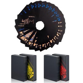 MageJoy Waterproof Playing Cards - Set of 2 Decks (Black + Black) | 52 Cards Each | PVC, Matte Surface for Non-Slip Grip | Easy to Clean Perfect for Card Games