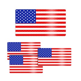 Zpana American Flag Car Reflective Magnet Decals, 4PCS Magnetic USA Sticker for Auto Bumper Windows, Patriotic Vehicle Exterior Decoration, Universal for SUVs Sedans Trucks