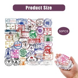 50 Pcs Retro Stamp Postmark Theme Stickers,Waterproof Transparent Retro Postmark Stickers for Scrapbooking, Journal, Envelope, Laptop, Water Bottle, Suitcase, Aesthetic DIY Crafts