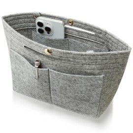 CtwoQ Women's Bag-In Bag, Bottom Plate and Strap Included, Storage Professional, Inner Bag, 02.silver gray