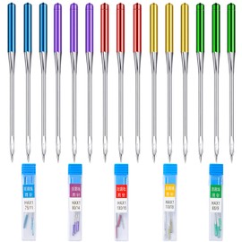 Includes 5 storage boxes, 5 sizes, 15 needles (3 of each 9#/11#/14#/16#/18#), Suitable for household sewing needles, thin fabric, denim, general fabric, etc