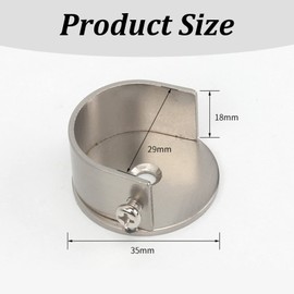 ZOCONE 2 Pcs Recess Brackets for Curtain Poles with Screws Wooden Curtain Pole Brackets 28mm Stainless Steel Brackets for Poles, Silver