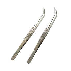 6in (15.24cm) College Cotton Pliers Thumb Tweezers with Guide Pin, Serrated Tips, Curved | Stainless Steel Dental Application & Laboratory Instruments (2)