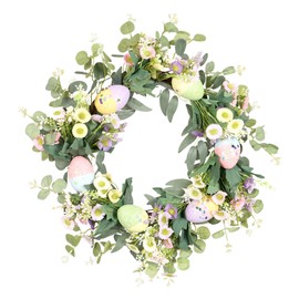 Easter Wreath Easter Eggs Daisy Garland Simulation Plants Door Hanger Easter Decoration