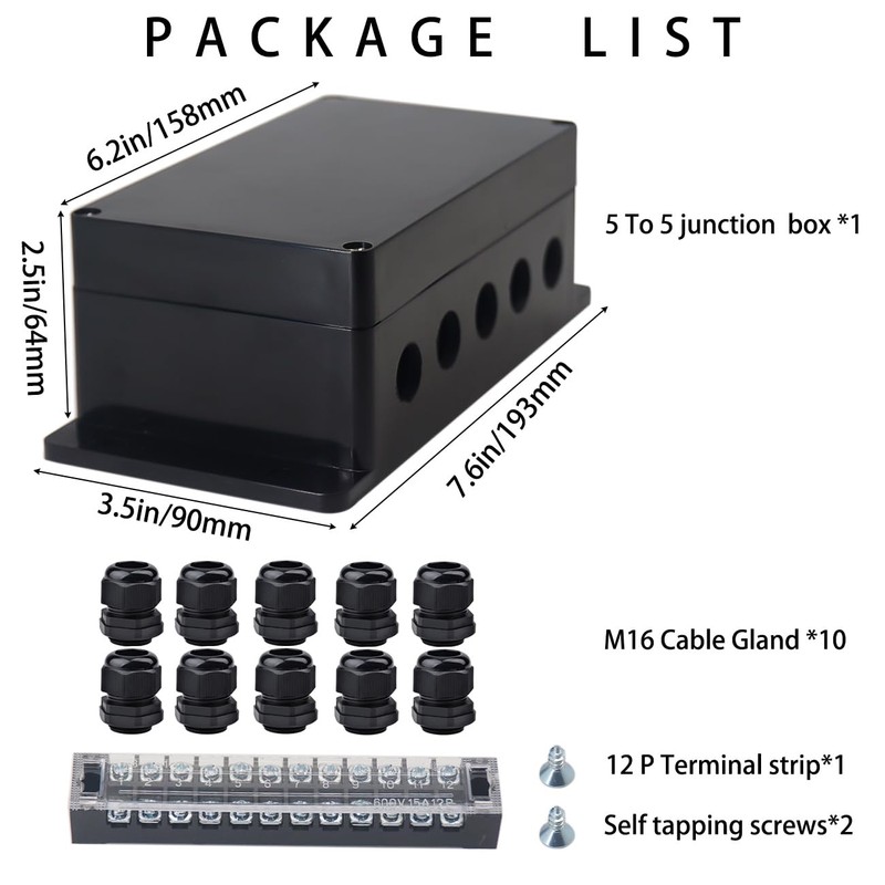 YETLEBOX Watertight Junction Box, IP67 Waterproof Electrical Project Box with