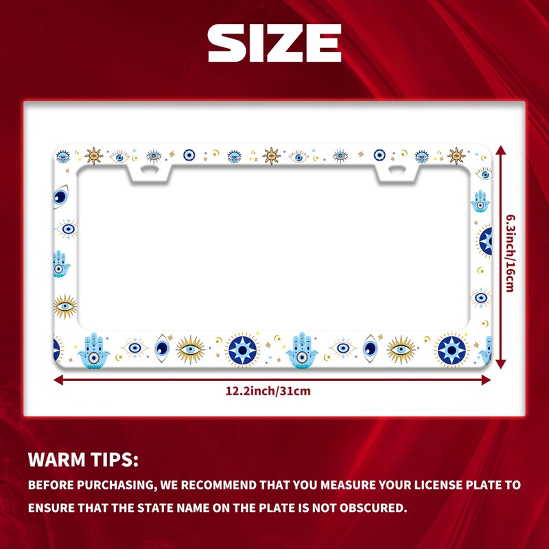 Personalise Evil Eye Stainless Steel License Plate Frame Fits US