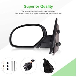 Scitoo Towing Mirrors fit for Chevy for GMC Left Driver Side Automotive Exterior Mirrors fit 2007-2013 for Chevy Silverado for GMC Sierra (07 for new body) with Power Controlling and Heated Features