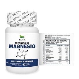 NATSA Treonato de Magnesio 60 Cápsulas 500 mg de Treonato