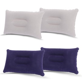 Bomiclss 4 Pack Inflatable Camping Pillows - Ultra-Light Portable Travel Pillow with Flocked Surface for Backpacking, Hiking, Office & Car