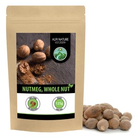 Whole nutmeg (125g, 4.4 oz), 20-25 pcs, 100% natural whole nutmegs, without additives, vegan, nutmegs whole