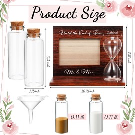 Blosssound Wedding Sand Ceremony Set Wooden Photo Frame, Hourglass Funnel, Sand, Glass Bottles, Mr and Mrs Until the End of Time Unity Kit for Weddings Ceremony Party Supplies(Walnut)