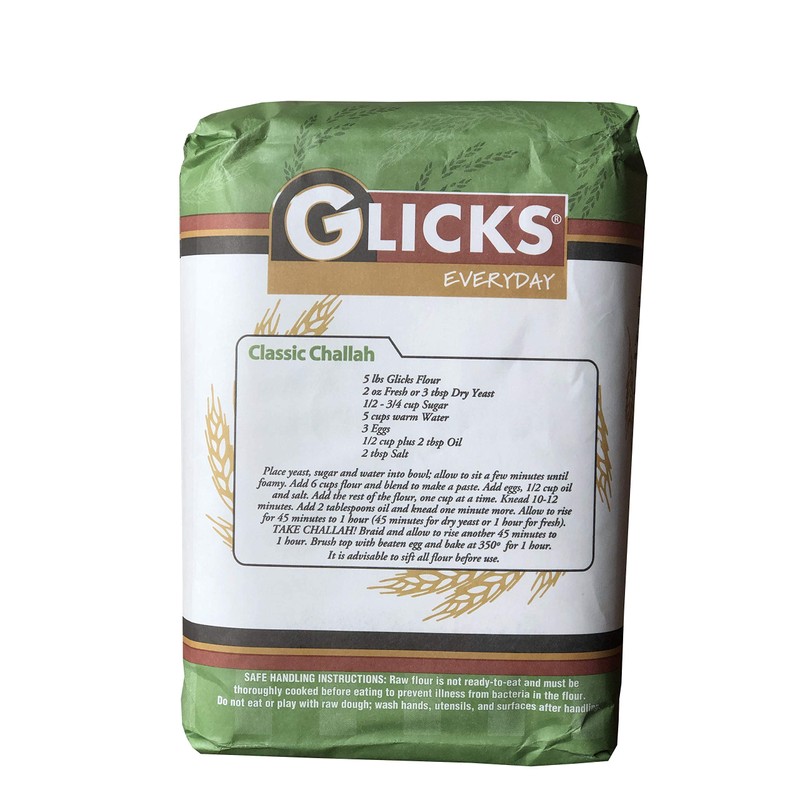 Glicks Unbleached High Gluten Flour, (5 Pounds) Enriched, Presifted, Kosher,