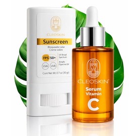 CLEOSKIN Bloqueador Solar en Barra FPS 50+ | Protección UVA/UVB | Con Vitamina C y Ácido Hialurónico | 20g | Facial y Corporal | Textura Invisible y N