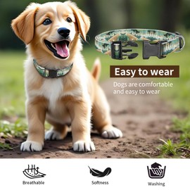 ANCKSADJ Dog Collar with Quick Release Buckle, Cute Neoprene Dog Collars for Medium Large Dogs, Soft Durable Adjustable Pet Collar, Mountain Landscape, L