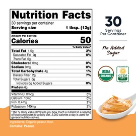 Nutricost Pantry Organic Peanut Butter Flour Powder (30 Servings) (12.6 oz) - No Added Sweetener, No Added Salt, 81% Less Fat Than Traditional Peanut Butter, USDA Organic, Certified CCOF Organic, GMP Compliant, Non-GMO