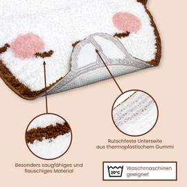 6vibes Molang Bathroom Rug - Bath Mat Non-Slip - Extra Absorbent Bath Mat 55 x 75 cm - Super Soft Shower Mat - Washable with Washing Machine - Gift and Fan Item