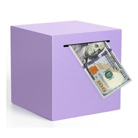 Piggy  for Adults Must Break to Open, Stainless Steel  Saving Box Purple Glitter Palm Size 4.75in money bank money saving - Color: Purple