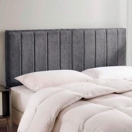 Upholstered King Headboard - Easy Assemble Channel Stitched Headboard King Size Bed - Wall Mounted Headboards with 3D Soundproof Wall Panels Peel & Stick Floating Headboards, Grey