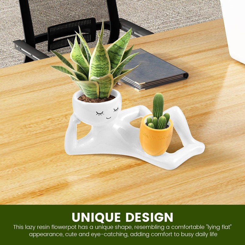 Lazy Guy Planter Resin Funny Planter Pot Efficient Drainage Greenery