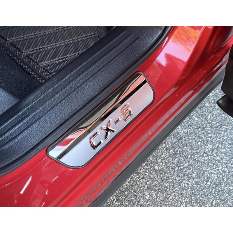 Steel Chrome Door Sill Protector for Mazda CX-5 2013-2025, Honeycomb-Pattern