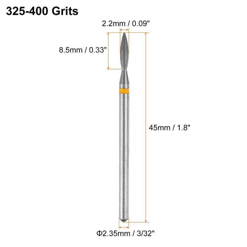 HARFINGTON 5pcs 325-400 Grits Diamond Grinding Bit 2.2mm Oval Head