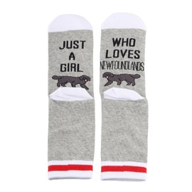 PYOUL 1 Pair Newfoundland Lover Gift Who Loves Newfoundlands Socks Retriever Dog Owner Socks Pet Dog Gift (UK, Alpha, One Size, Regular, Regular, Loves Newfoundlands 1 Pair)