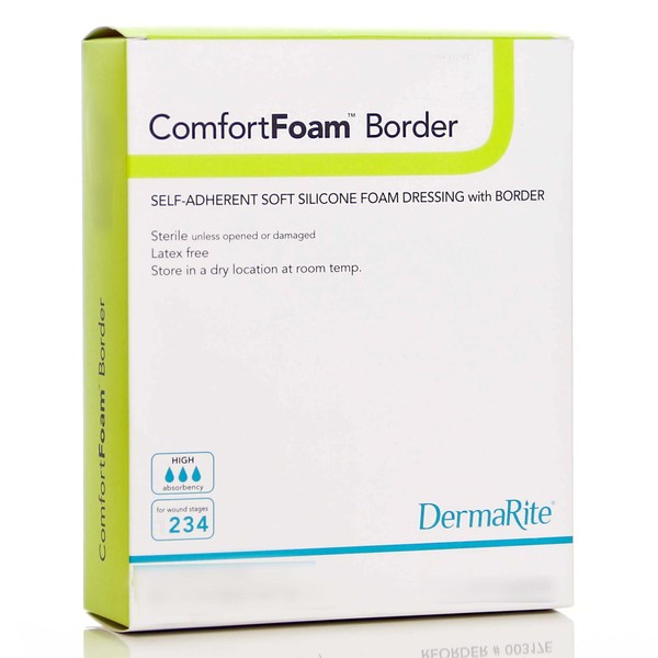 ComfortFoam Border Sacral - 7.2"x 7.2" - Self Adherent, Soft Silicone Foam Dressing - for Full and Thick Exuding Wounds, Showerproof, Provides Thermal Insulation