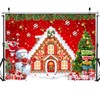 SJOLOON Christmas Backdrop Snowman Gingerbread House Backdrop for Christmas Party