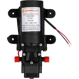 CAMPLUX 12V DC Water Pump 1.6/3.3GPM Diaphragm Self-Priming for Kitchen Bathroom - 1.4 GPM Water Pump
