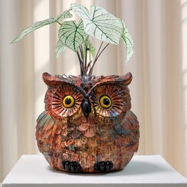 Owl Planter, Owl Succulent Pots, Funny Plant Pots Indoor/Outdoor, Garden Flower Pot, Cute Small Planters for office Home Decor, Unique Brush Pencil Pen Holder, Antique Vase for Women Mother Teacher