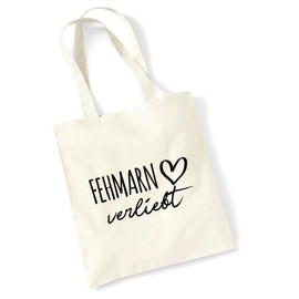 huuraa Jute Bag Fehmarn in Love Bag Cotton with Name of Your Favourite Island Gift Idea for Friends and Family, natural
