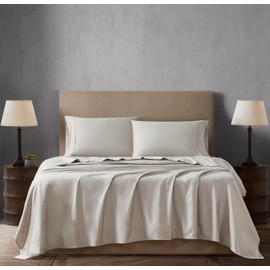 Linen Closet Luxury Cotton 400 Thread Count Cotton Sateen 4-Piece Sheet Set, Queen, Taupe