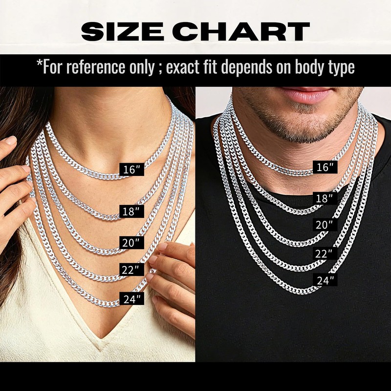 Meeran 5mm Cuban Link Chain for Men, 925 Sterling Silver
