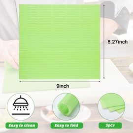 3 Pieces Kitchen Sushi Rolling Mat Non Stick Sushi Making Kit Japanese Plastic Sushi Rolling Maker Homemade for Home Kitchen DIY Sushi Plate Mat (Green)