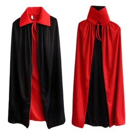 XSAJU Cosplay Cloak for Kids, Black, Red, Reversible, Long, Pirate, Dracula, Halloween Event Costume, 35.4 inches (90 cm)